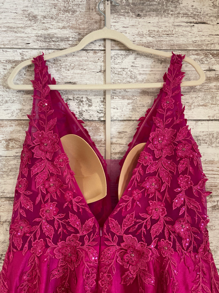 PINK/FLORAL A LINE GOWN