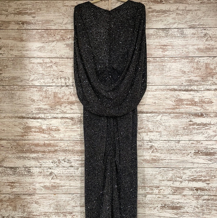 BLACK/SILVER SPARKLY LONG DRES