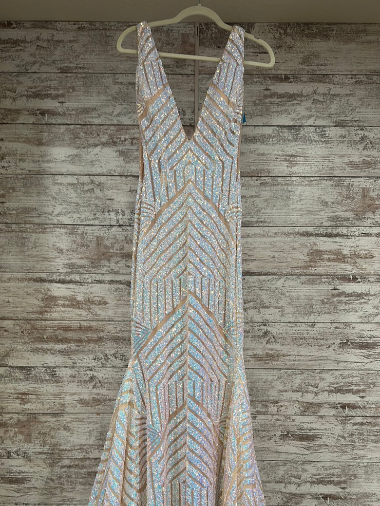 WHITE/PINK MERMAID LONG GOWN