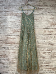 GREEN/GOLD SPARKLY A LINE GOWN