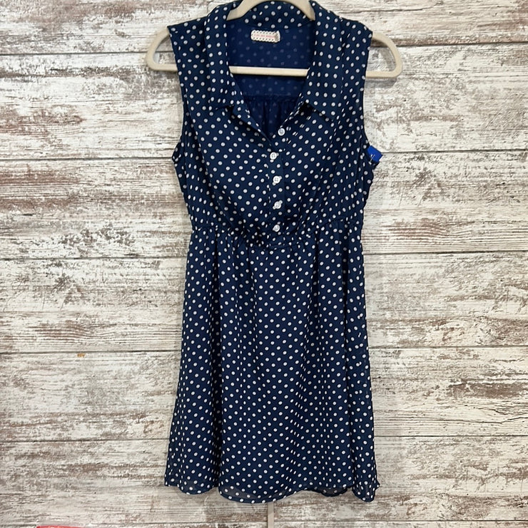 NAVY DOTTED SHORT DRESS