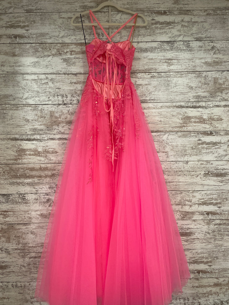 PINK/FLORAL A LINE GOWN (NEW)