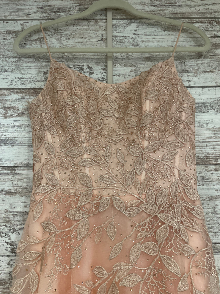 PEACH/FLORAL MERMAID GOWN