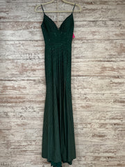 GREEN BEADED LONG EVENING GOWN