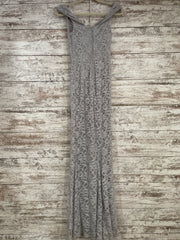 GRAY LACE LONG EVENING GOWN