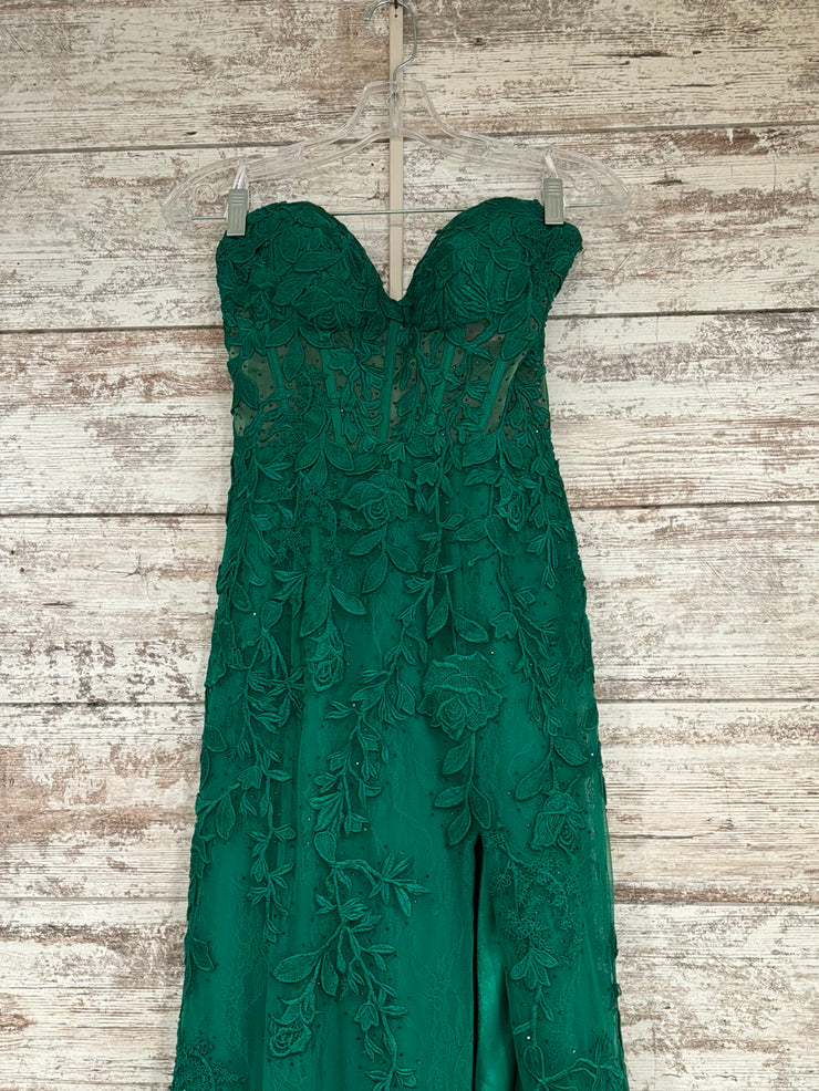 GREEN/FLORAL LONG DRESS