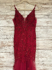 BURGUNDY/FLORAL MERMAID GOWN