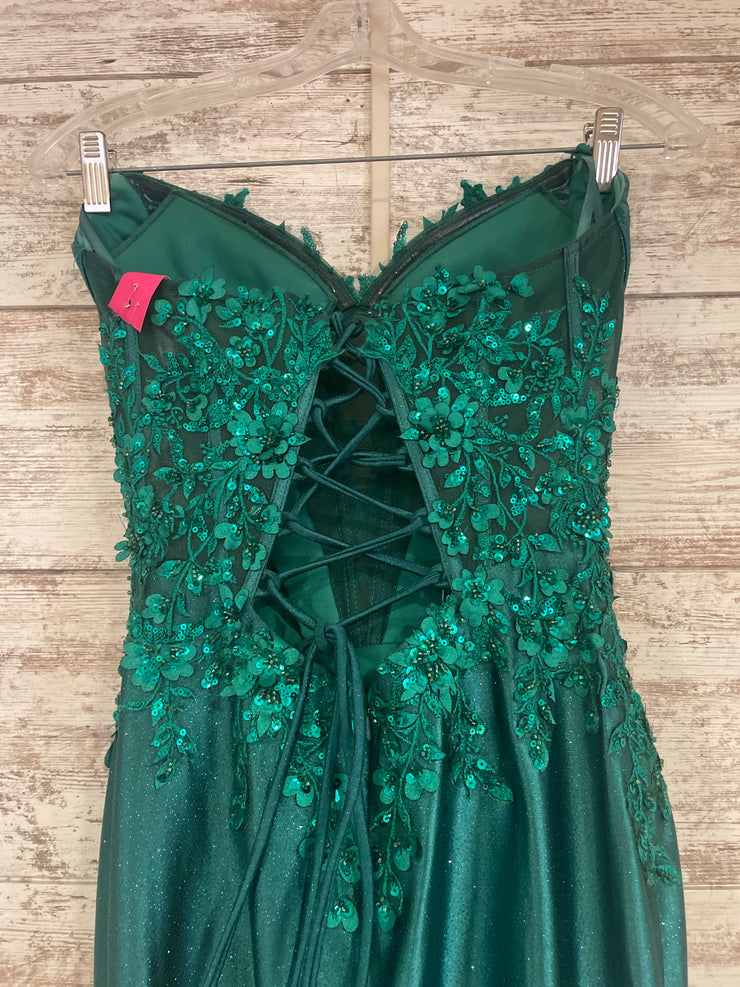 GREEN SPARKLY LONG EVENING GOW