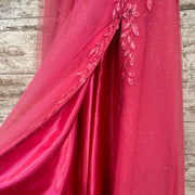 PINK/FLORAL A LINE GOWN