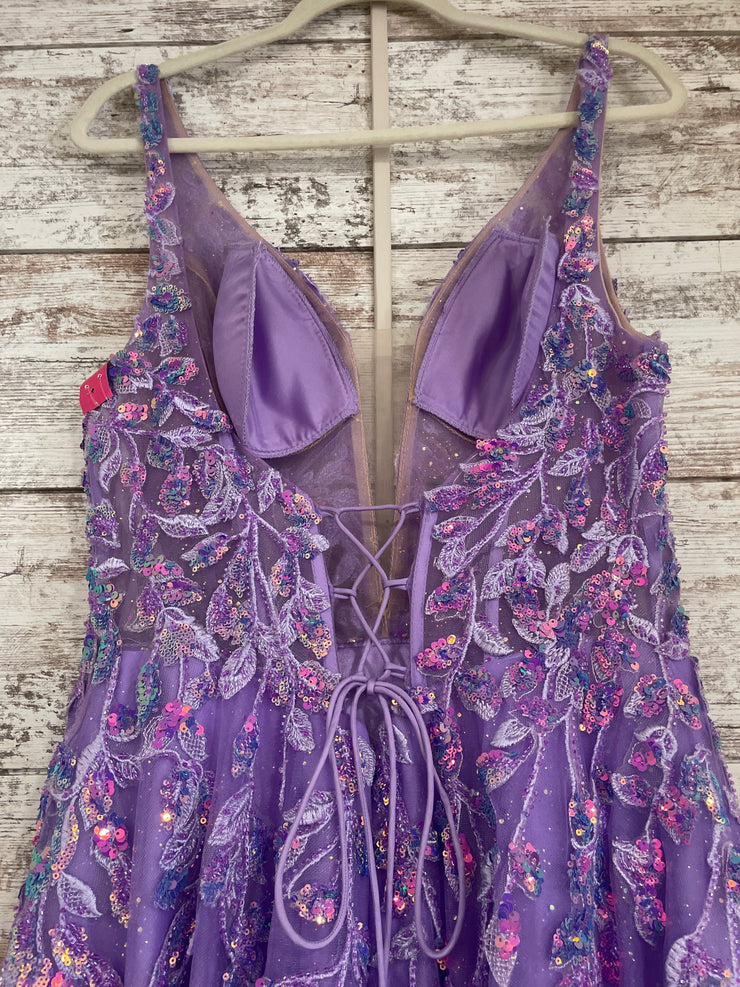 PURPLE SPARKLY A LINE GOWN