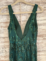 GREEN SPARKLY LONG DRESS