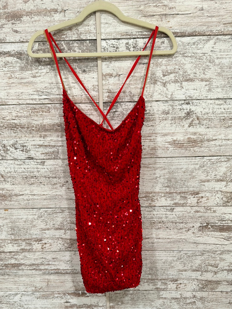 RED SEQUIN SPARKLY SHORT DRESS