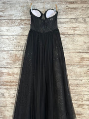 BLACK SPARKLY A LINE GOWN