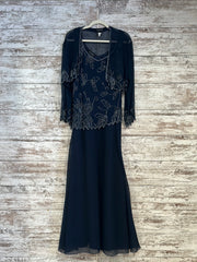 NAVY 2 PC. BEADED DRESS SET