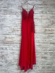 RED/FLORAL LONG EVENING GOWN