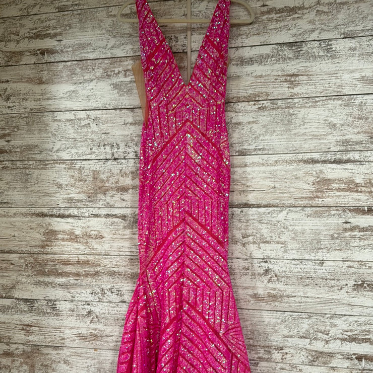 PINK SPARKLY LONG EVENING GOWN