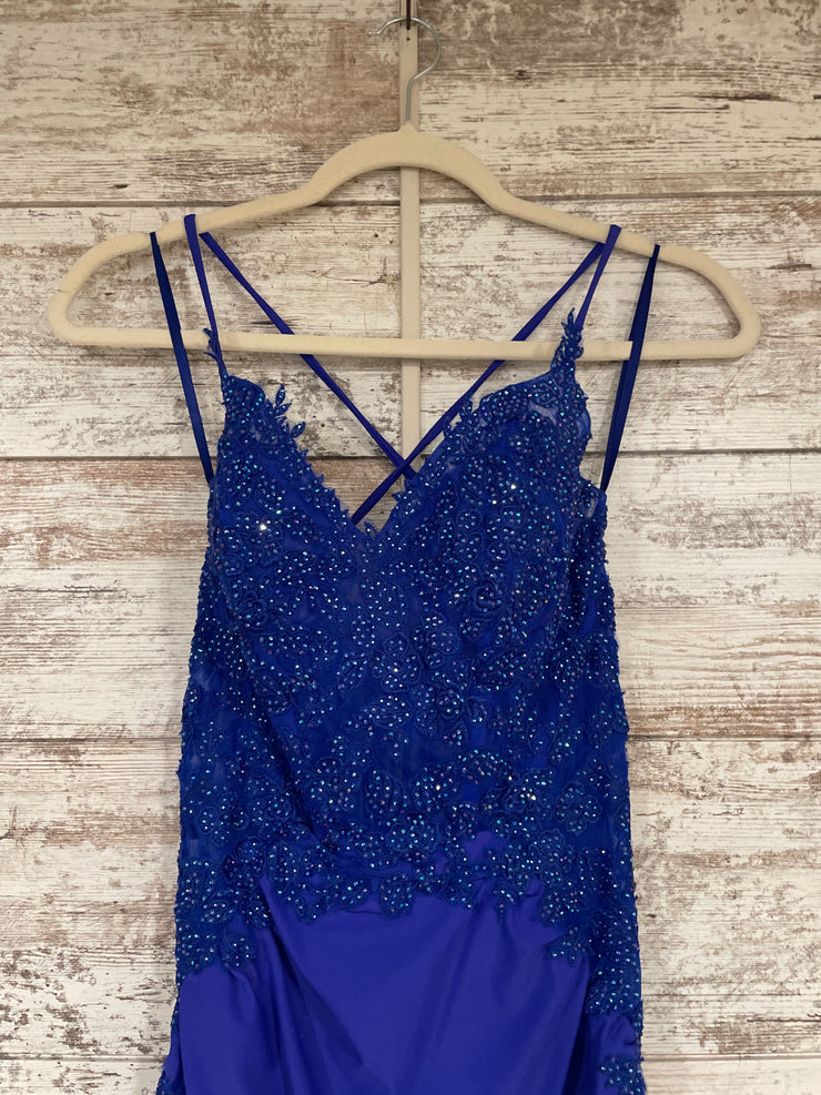 ROYAL BLUE LONG EVENING GOWN