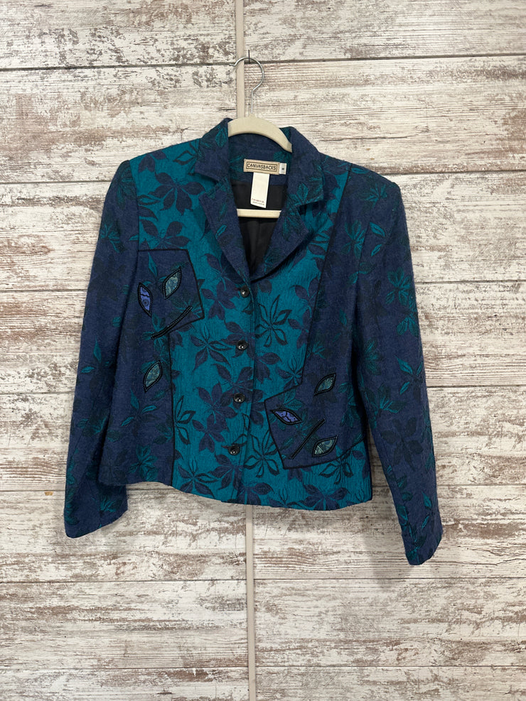 NAVY/BLUE FLORAL WOOL JACKET