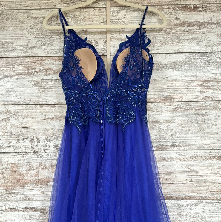 ROYAL BLUE A LINE GOWN