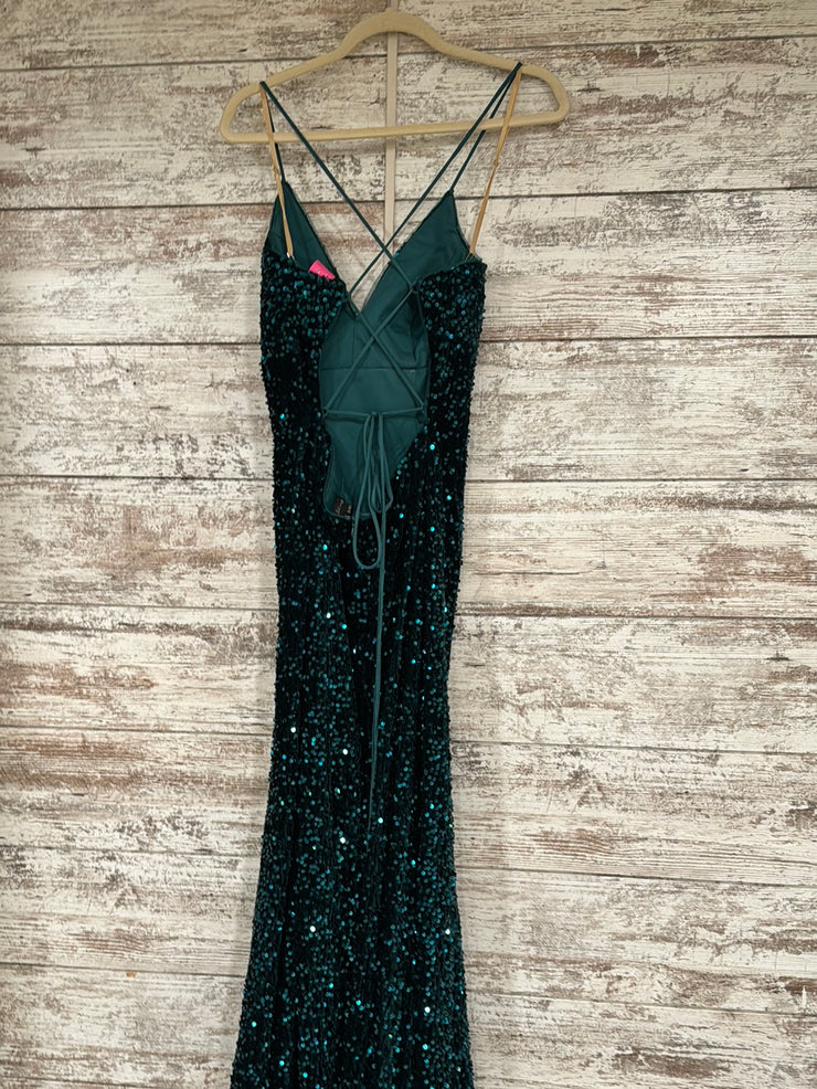 GREEN SPARKLY LONG DRESS