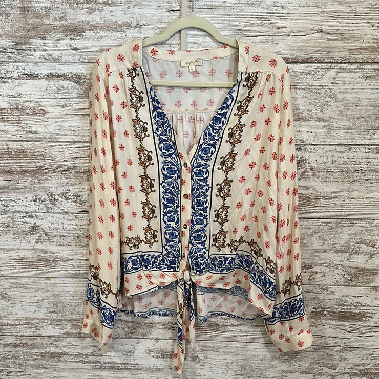 IVORY/COLORFUL LONG SLEEVE TOP
