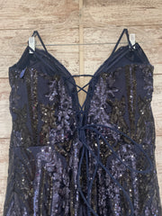 NAVY SPARKLY LONG DRESS (NEW)