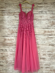 PINK/FLORAL A LINE GOWN