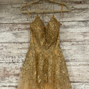 GOLD SPARKLY A LINE GOWN