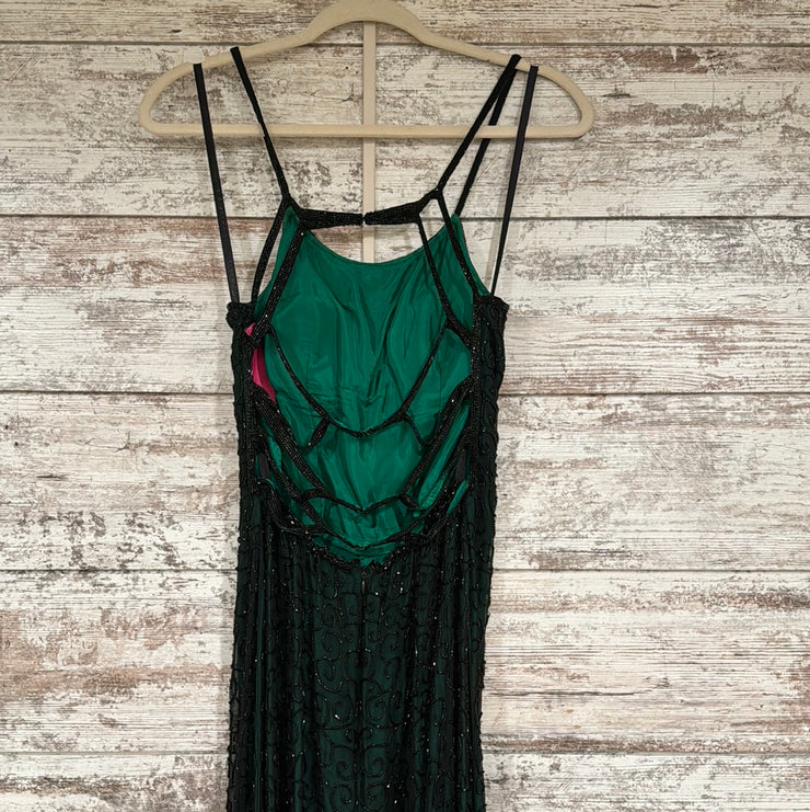 GREEN SEQUIN LONG EVENING GOWN