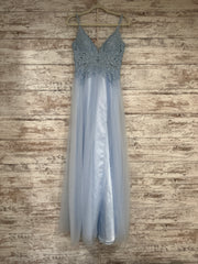 BLUE/FLORAL A LINE GOWN