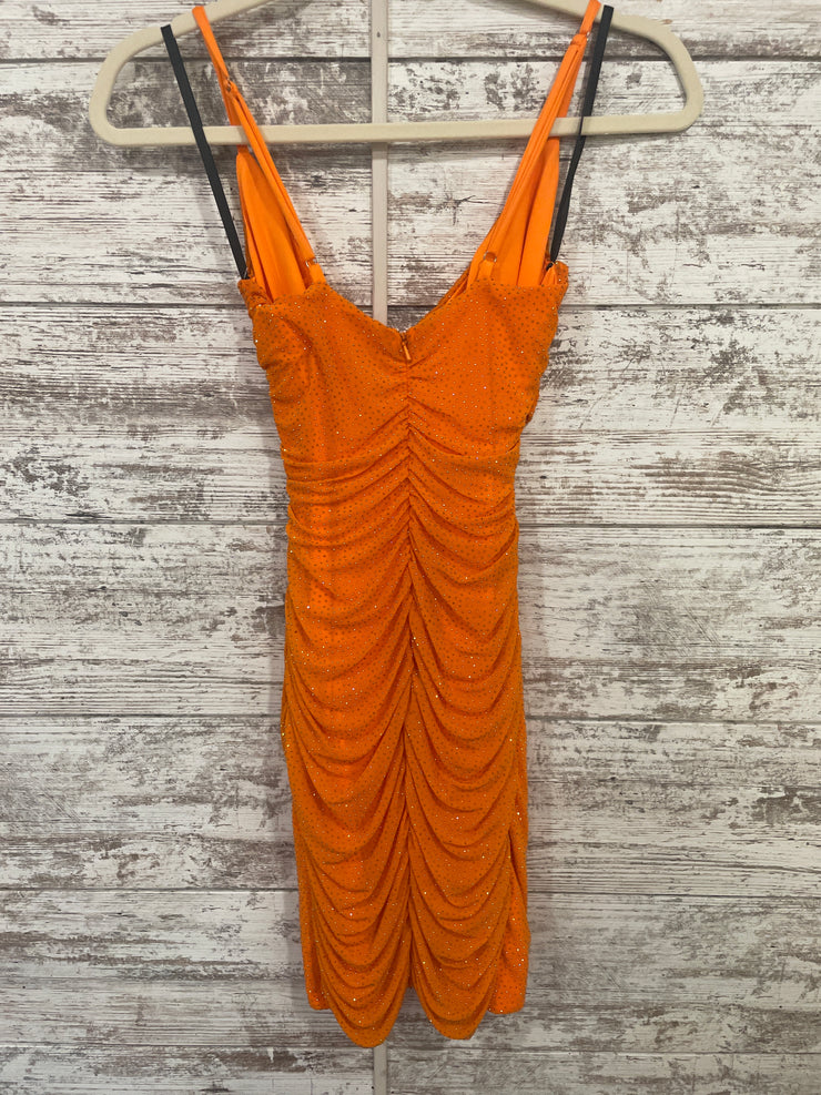 ORANGE SPARKLY SHORT DRESS-NEW