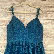 TEAL/FLORAL A LINE GOWN (NEW)
