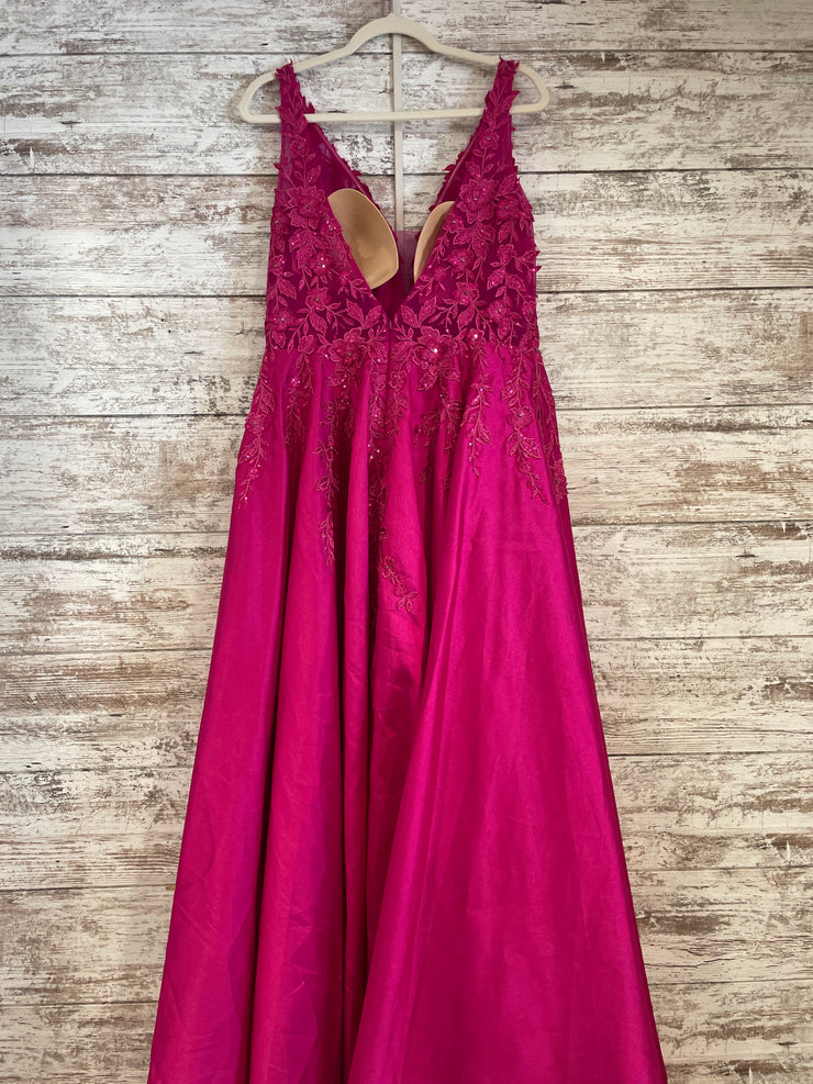 PINK/FLORAL A LINE GOWN