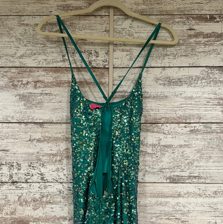 GREEN SEQUIN LONG DRESS