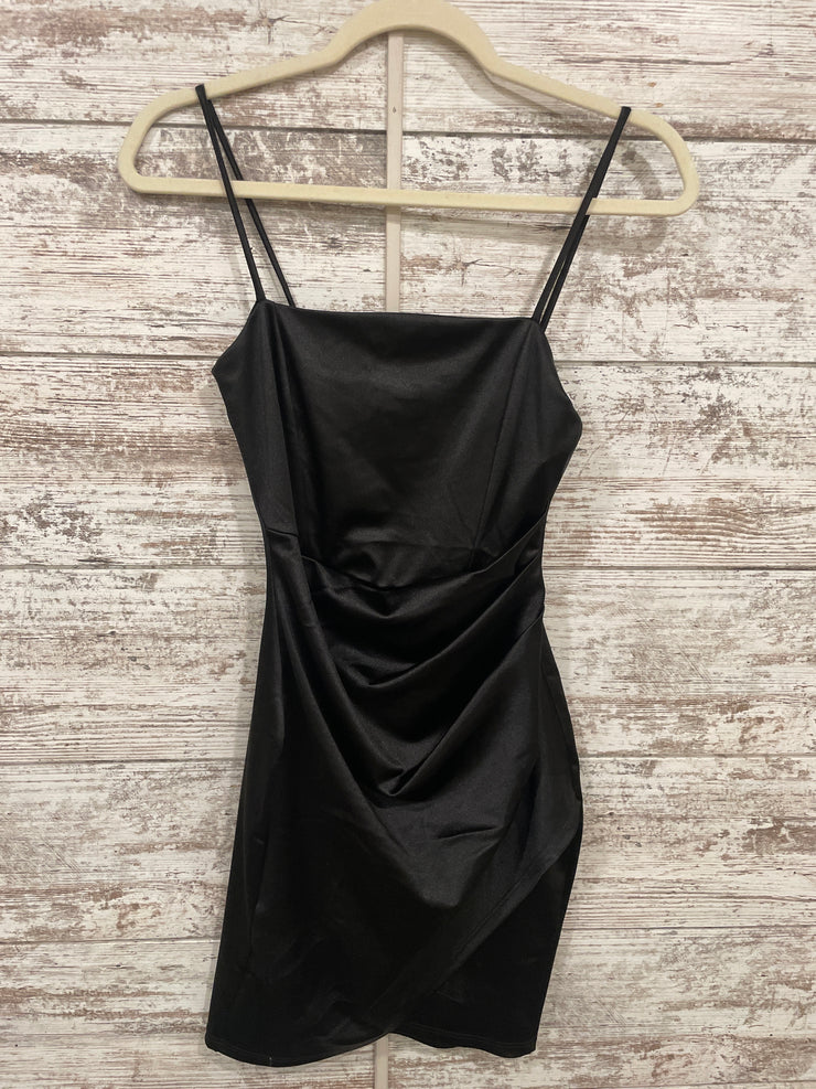 BLACK SATIN SHORT DRESS