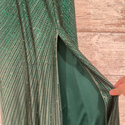 GREEN BEADED LONG EVENING GOWN