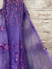 PURPLE SPARKLY A LINE GOWN