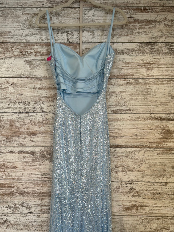 BLUE SEQUIN LONG EVENING GOWN