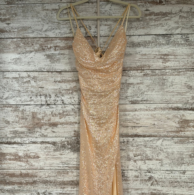 PEACH SPARKLY LONG DRESS Savvy Seconds Boutique PEACH SPARKLY LONG DRESS Savvy Seconds Boutique