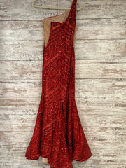 RED SEQUIN LONG EVENING GOWN