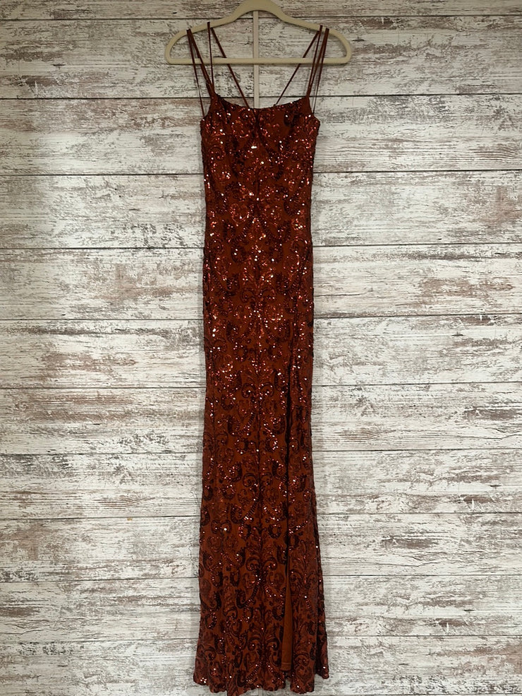BRONZE SPARKLY LONG DRESS-NEW