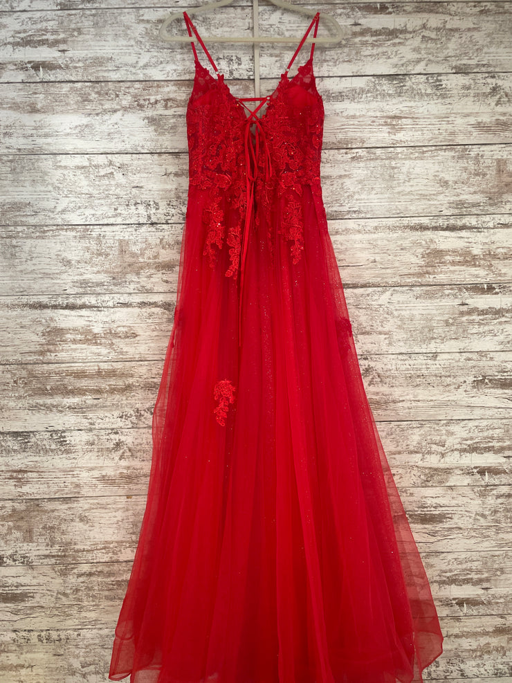 RED/FLORAL A LINE GOWN