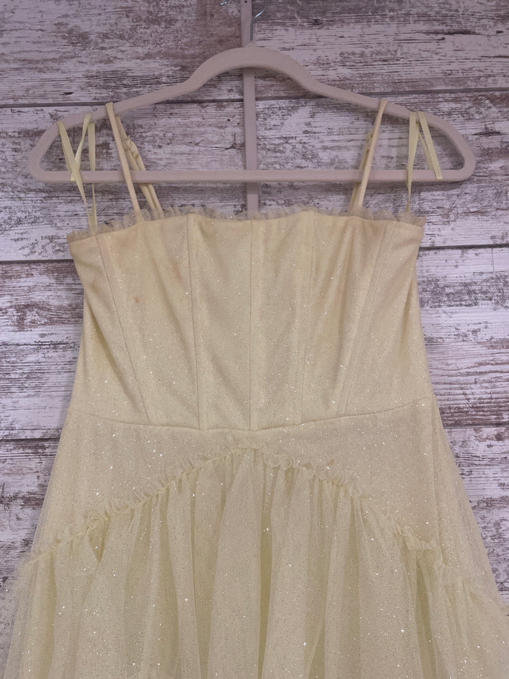 YELLOW SPARKLY TIERED A LINE