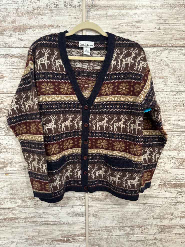 NAVY/GREEN 100% WOOL CARDIGAN