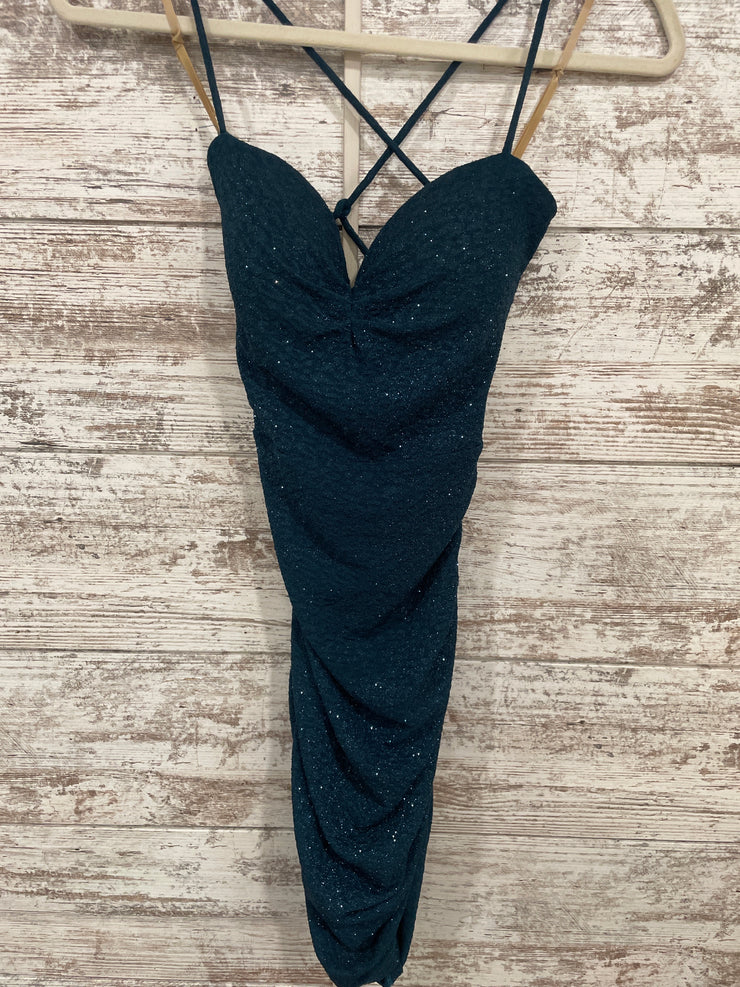 GREEN SPARKLY SHORT DRESS