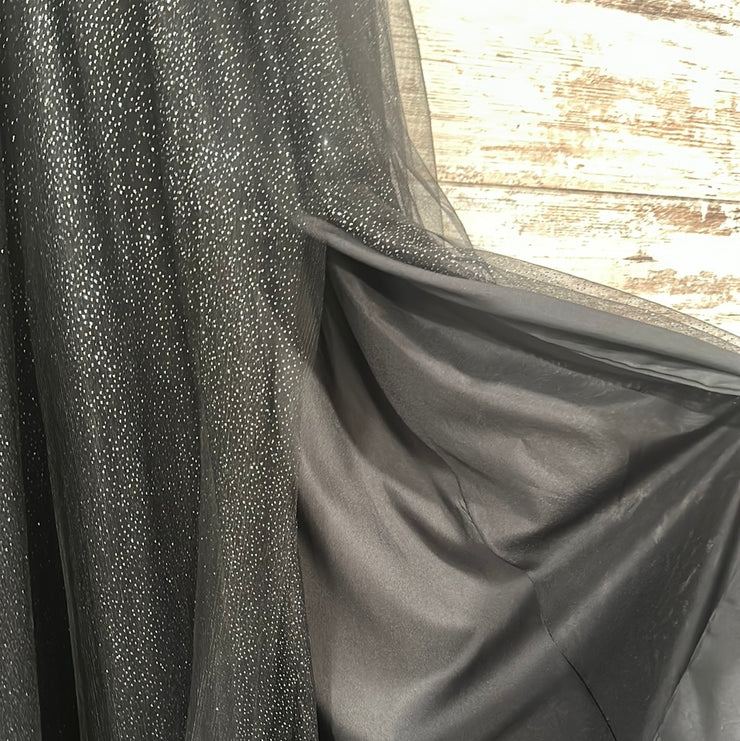 BLACK SPARKLY A LINE GOWN