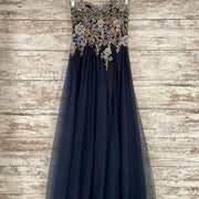 BLUE/FLORAL A LINE GOWN
