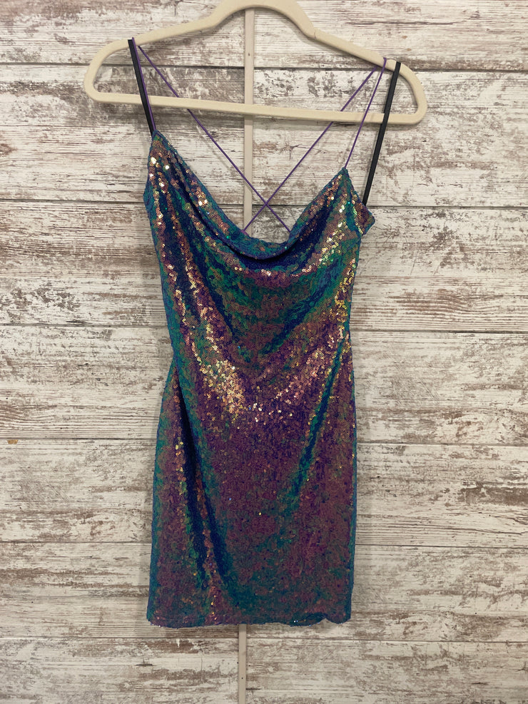 PURPLE SPARKLY SHORT DRESS