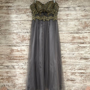 GRAY/GOLD A LINE GOWN