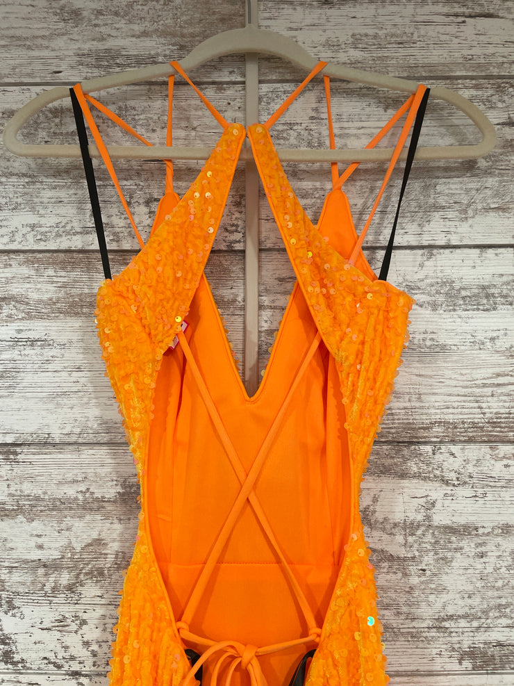 ORANGE FULL SEQUIN GOWN (NEW)
